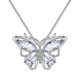 Butterfly Pendant Necklace Birthstone April Diamond - Necklaces - Aurora Tears